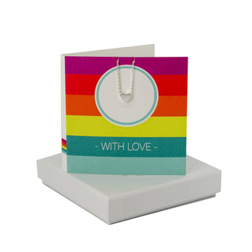 With Love Circle Stripe Card - Heart Necklace Coral and Mint